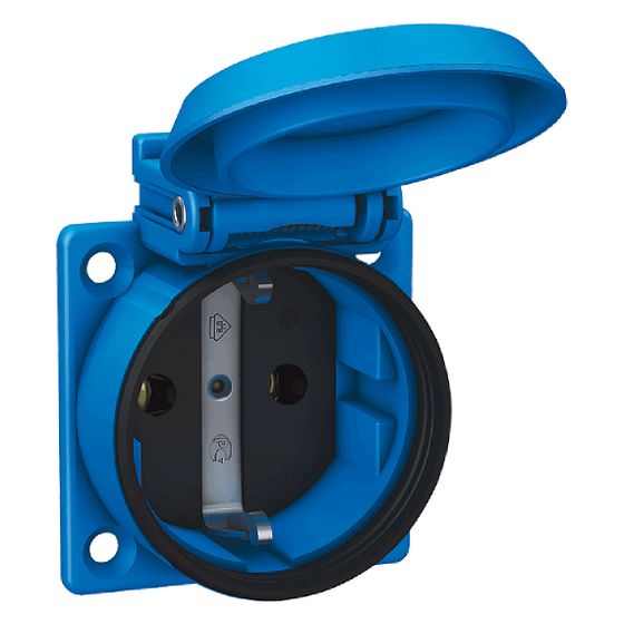 ABL Einbausteckdose SCHUKOplus 1561050, 16A 250V IP54, Thermoplast, Blau