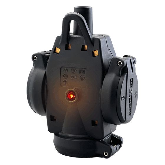 ABL Hängekupplung ULTRA 3-fach, 250V 16A IP54, Vollgummi, Schwarz