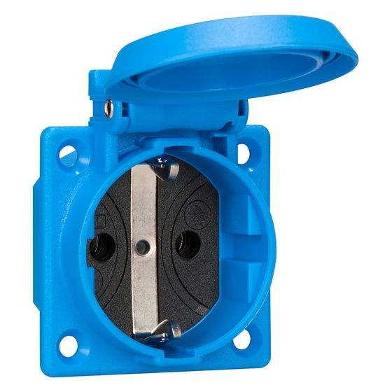 ABL Einbausteckdose, 250V 16A IP54 50x50mm, Thermoplast, Blau, 1661050