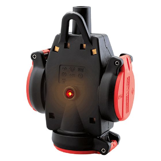 ABL Dreifach-Hängekupplung ULTRA 1173543, 250V 16A IP54, Vollgummi, Rot/Schwarz