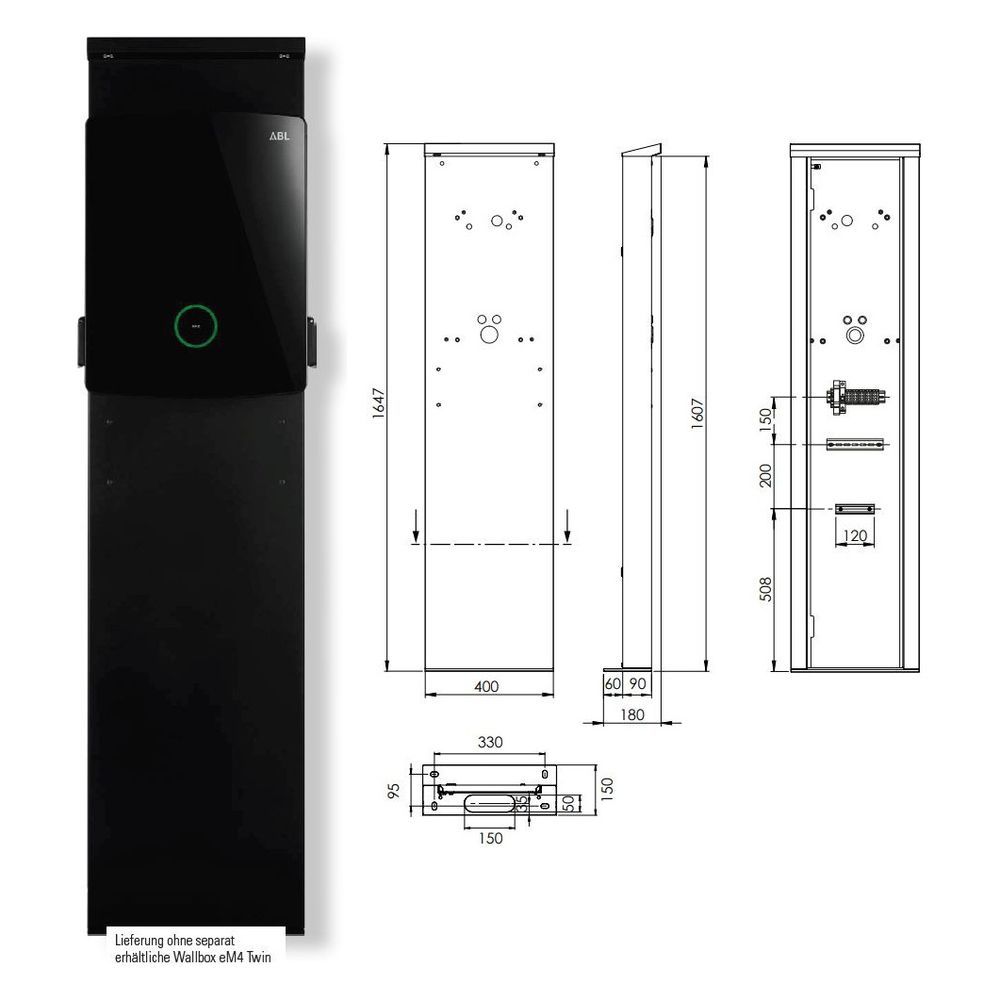 ABL Montagesäule POLEM4 Twin, 1647x405x180mm, Stahl, Schwarz... ABL-100000192 4011721191355 (Abb. 15)