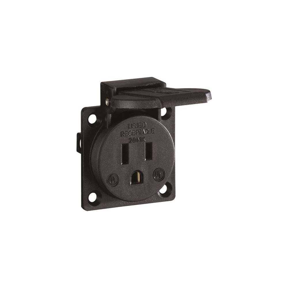 ABL Einbau-Steckdose NEMA 5-15, 125V, 15A, IP44, Kunststoff, Schwarz... ABL-UL12500 4011721049304 (Abb. 2)