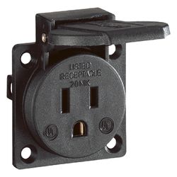 ABL Einbau-Steckdose NEMA 5-15, 125V, 15A, IP44, Kunststoff, Schwarz... ABL-UL12500 4011721049304 (Abb. 1)
