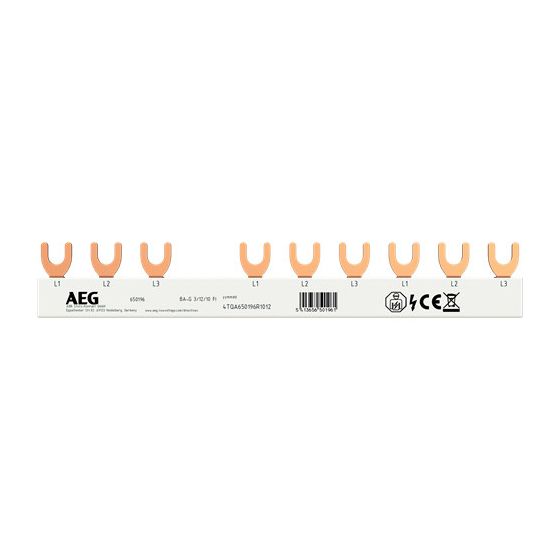 AEG Gabel-Sammelschiene 3P, 10mm2, 10 Pins, 4TQA750196R1012