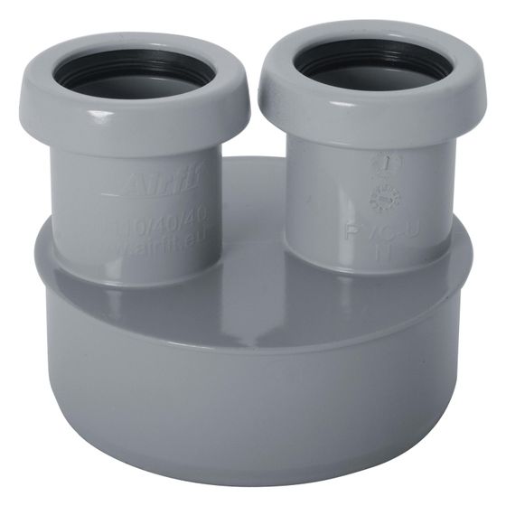 Airfit Superkurz-Reduzierstück DN 110/40/40, DN 110/40/40, PVC-U, Grau, 11044KR