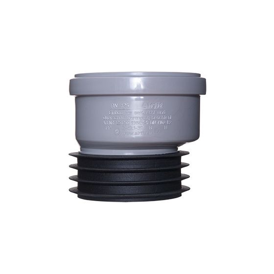 Airfit Universal-Steckmuffe-Plus DN 125/125 aus PP, exzentrisch, Grau, 125125S