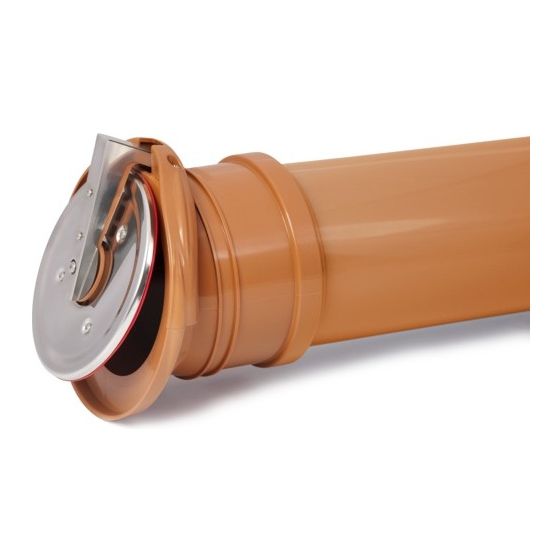 Airfit Rohrendklappe, DN 160, PP, für erdverlegte Rohre, Orangebraun, 32160REK