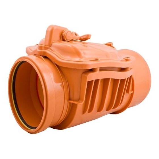 Airfit Rückstauklappe, DN 110, PP, für waagerechte Montage, Orangebraun, 50110RK