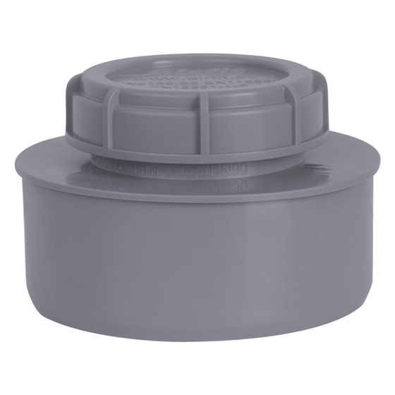 Airfit Endstopfen, DN 90, PP, mit Schraubverschlusskappe, Grau, 51090ES