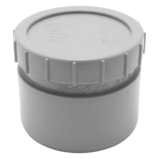 Airfit Endstopfen DN 125, PP, mit Schraubverschlusskappe, Grau, 51125ES