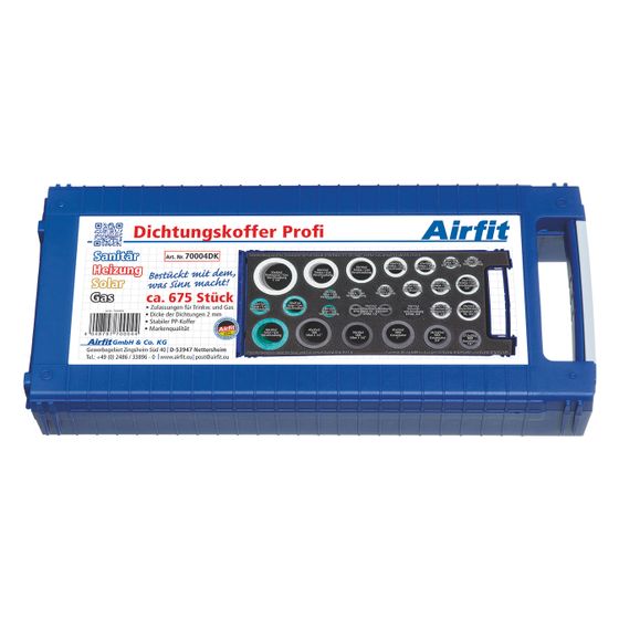 Airfit Universal-Dichtungskoffer Profi, 675 Dichtungen, Profi für Sanitär, Heizung, Solar, Gas, 70004DK