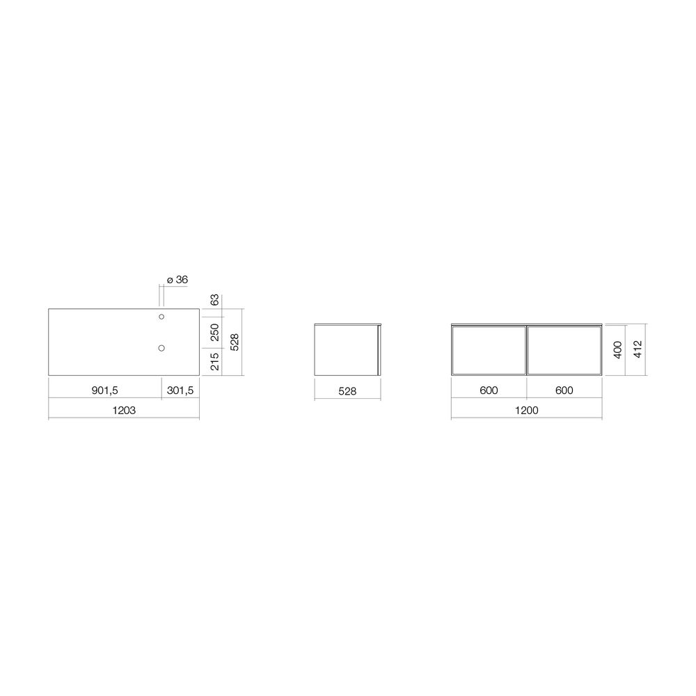 Alape Möbelmodul Arkta 6016147 1200x400 Snow/Seidengrau... ALAPE-6016147354 4024718695682 (Abb. 2)