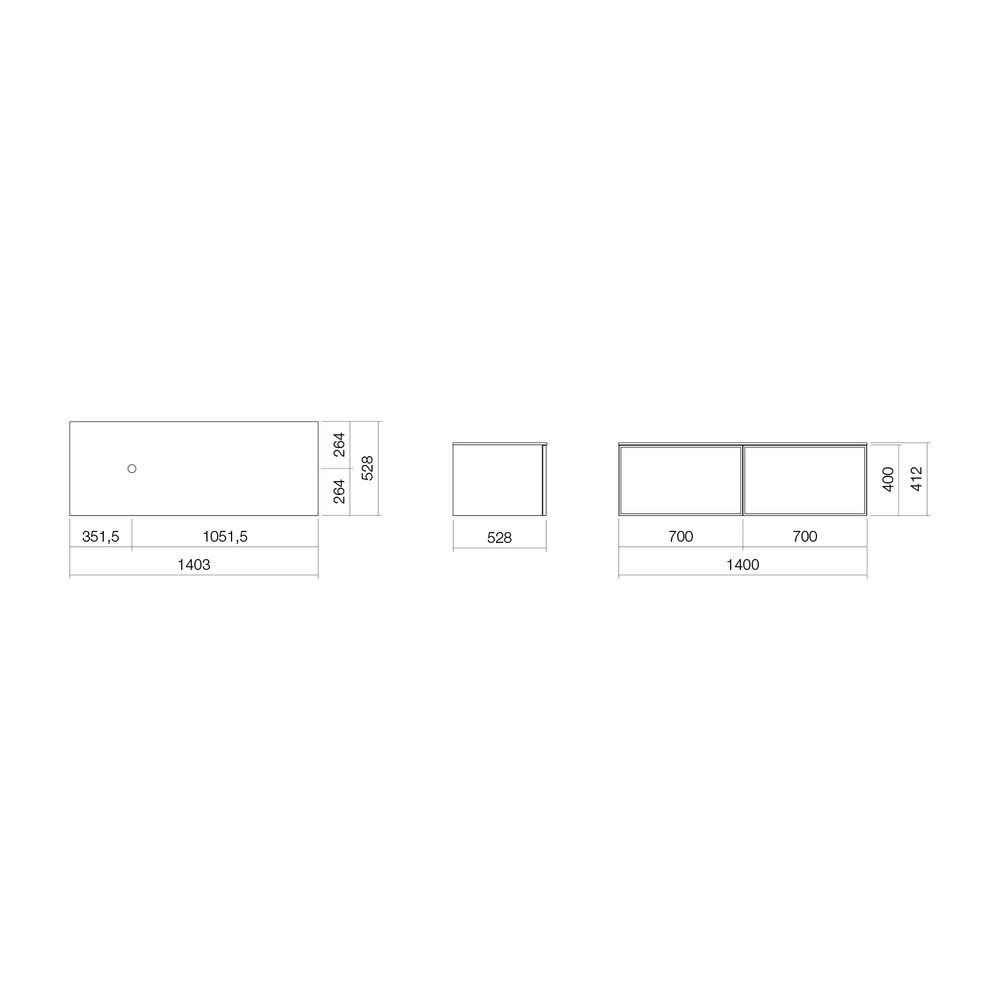 Alape Möbelmodul Arkta 6018137 1400x400 Weiß/Eiche... ALAPE-6018137155 4024718698324 (Abb. 2)