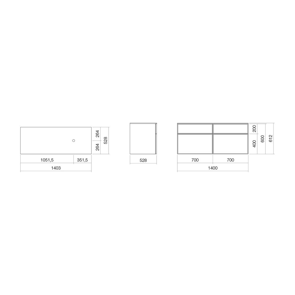 Alape Möbelmodul Arkta 6019157 1400x600 Weiß/Eiche... ALAPE-6019157155 4024718700355 (Abb. 2)