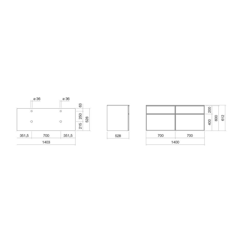 Alape Möbelmodul Arkta 6019167 1400x600 Snow/Türkisgrau... ALAPE-6019167353 4024718700683 (Abb. 2)