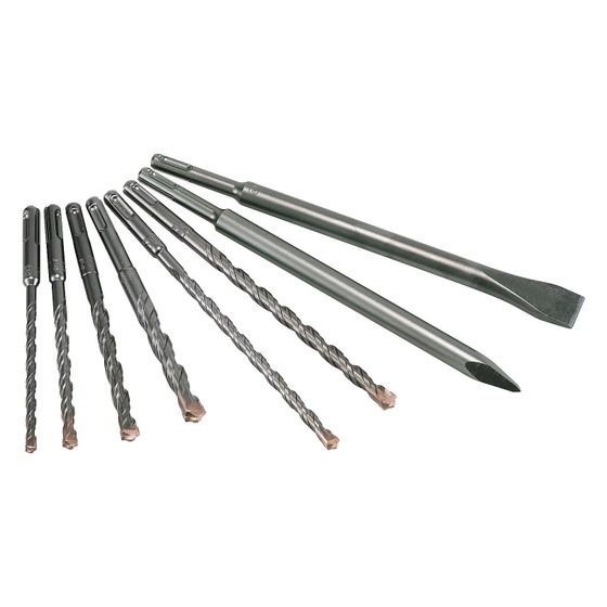 Alpen Hammerbohrer- und Meißelset SDS-plus Mix-Box, 6 Bohrer 1 Flachmeißel 1 Spitzmeißel, SDS-plus, 0000500008100