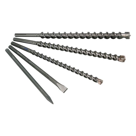 Alpen SDS-max Meißel- und Bohrerset 5-teilig, 3 Bohrer 25/30/35mm 520mm, 1 Flachmeißel 25x400mm, 1 Spitzmeißel 400mm