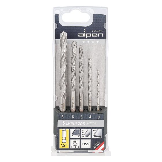 Alpen Metallbohrer-Set IMPULZOR METAL ATM5, 3-8mm, 6,3mm Sechskant, 57000005100