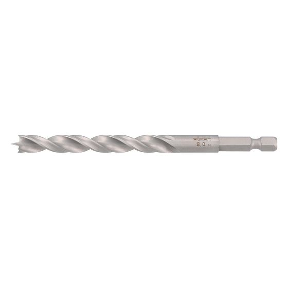 Alpen Holzbohrer IMPULZOR WOOD, 8mm Durchmesser 75mm Arbeitslänge 117mm Gesamtlänge, 6,35mm Sechskantschaft