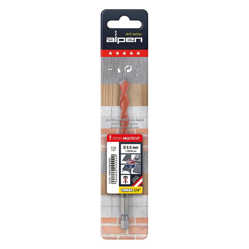 Alpen Universalbohrer, 5mm 39mm 100mm 1/4" Sechskantschaft... ALPEN-0027200500100 9002740000198 (Abb. 2)