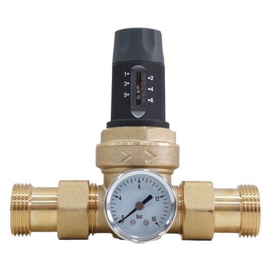 Aqmos Druckminderer voreinstellbar mit Manometer G 1