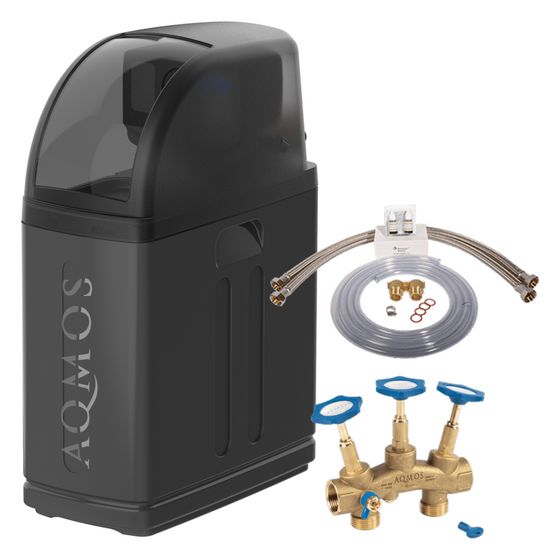 Aqmos Trinkwasser Enthärtungsanlage Weichwasseranlage R2D2-32, bis 3 Personen, 3200L bei 10 Grad dH, Black Edition