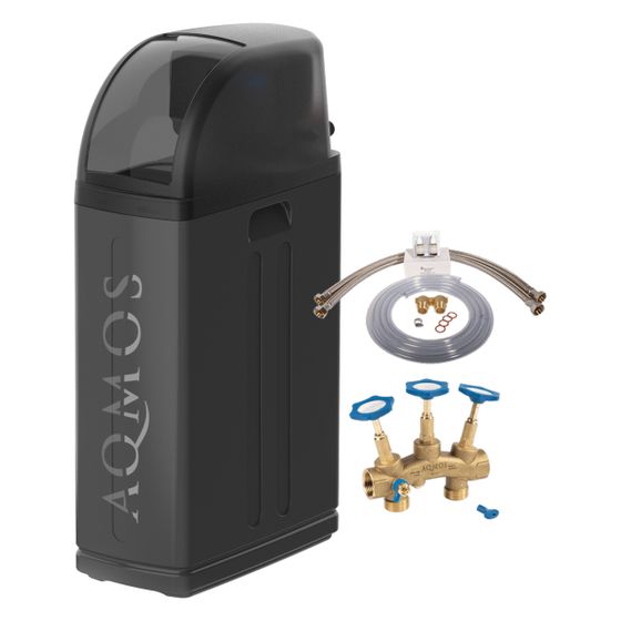Aqmos Trinkwasser Enthärtungsanlage Weichwasseranlage R2D2-48, bis 5 Personen, 4800L bei 10 Grad dH, Black Edition