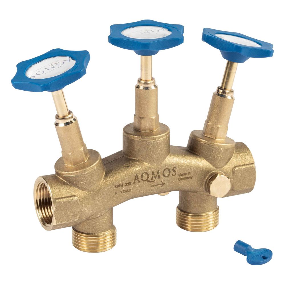 Aqmos Montageblock 1" mit Verschneidung, Bypass und Probeentnahmehahn... AQMOS- AQMB-1  (Abb. 2)