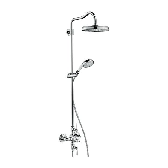 AXOR Showerpipe Montreux brushed nickel mit Thermostat Hebelgriff