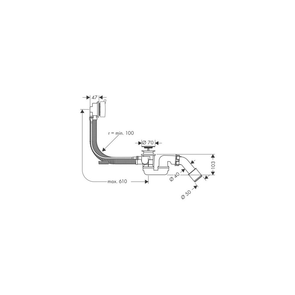 AXOR Ab- und Überlaufgarnitur Flexaplus S Komplettset Normalwannen MSW... AXOR-58316670 4059625389522 (Abb. 1)