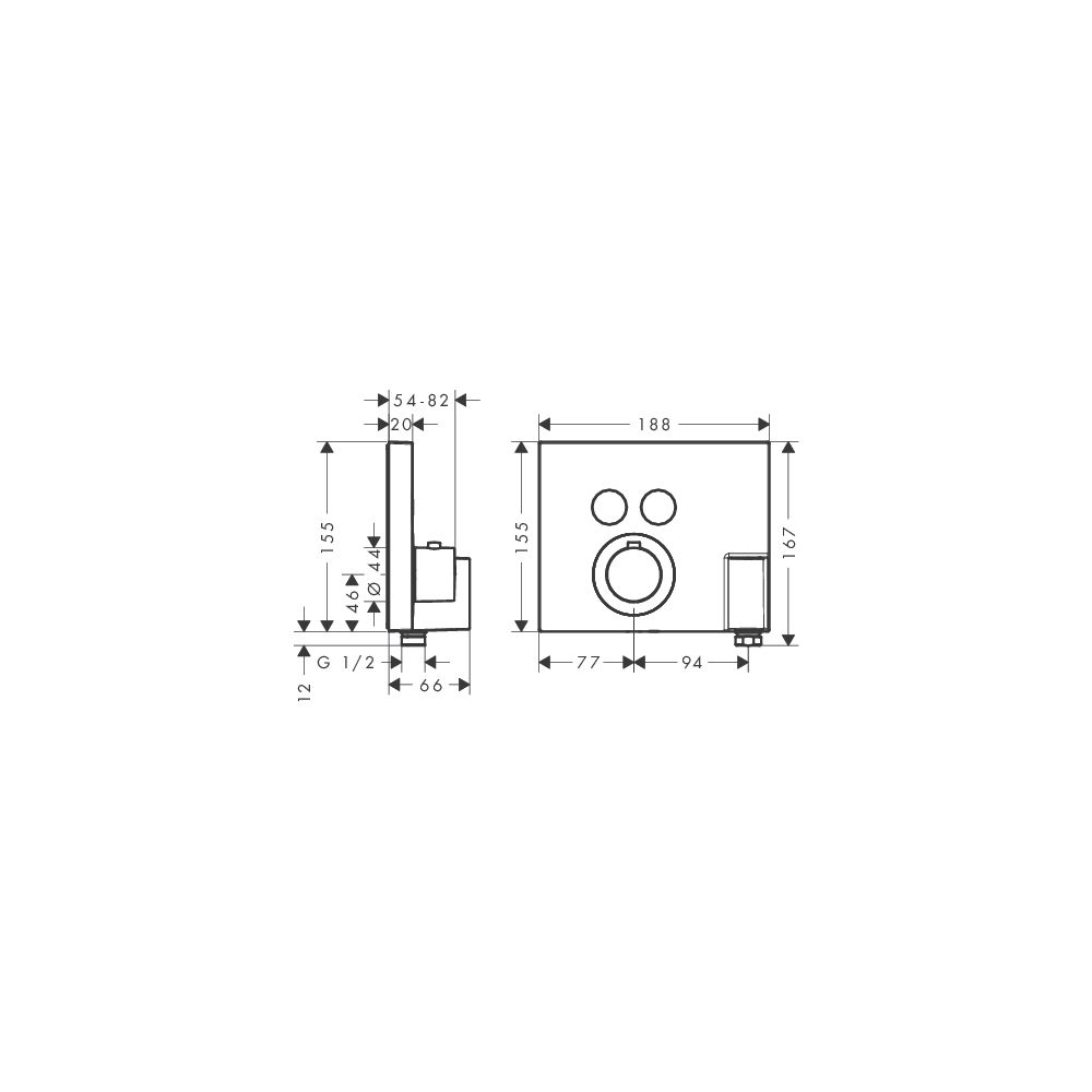 AXOR Thermostat UP ShowerSelect FS 2 Verbraucher quadratischchrom mit Fixfit und Porter... AXOR-36712000 4011097790268 (Abb. 2)