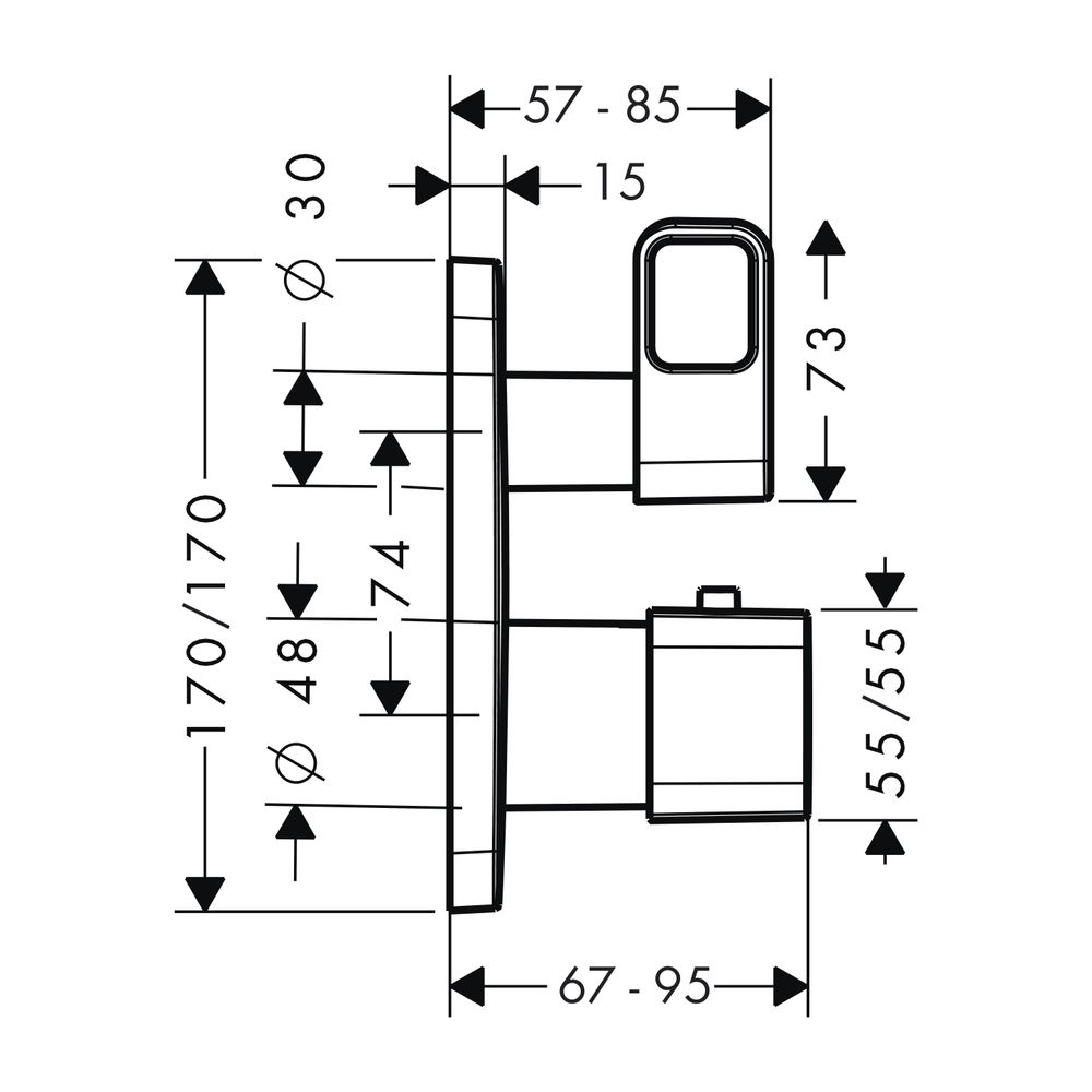 AXOR Thermostat UP Urquiola Fertigset chrom mit Absperr- und Umstellventil... AXOR-11733000 4011097597560 (Abb. 2)