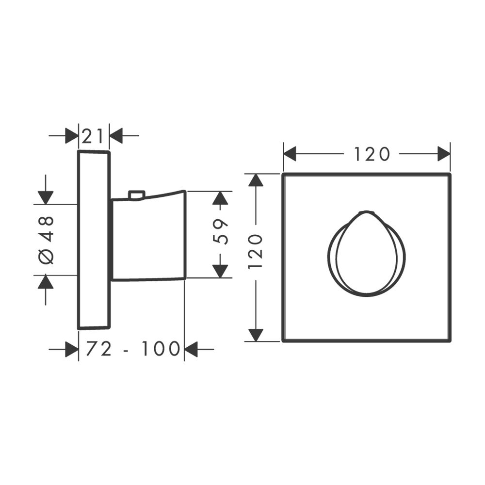 AXOR Thermostat Unterputz Starck Organic High Flow Fertigset 12x12 chrom... AXOR-12712000 4011097703916 (Abb. 2)