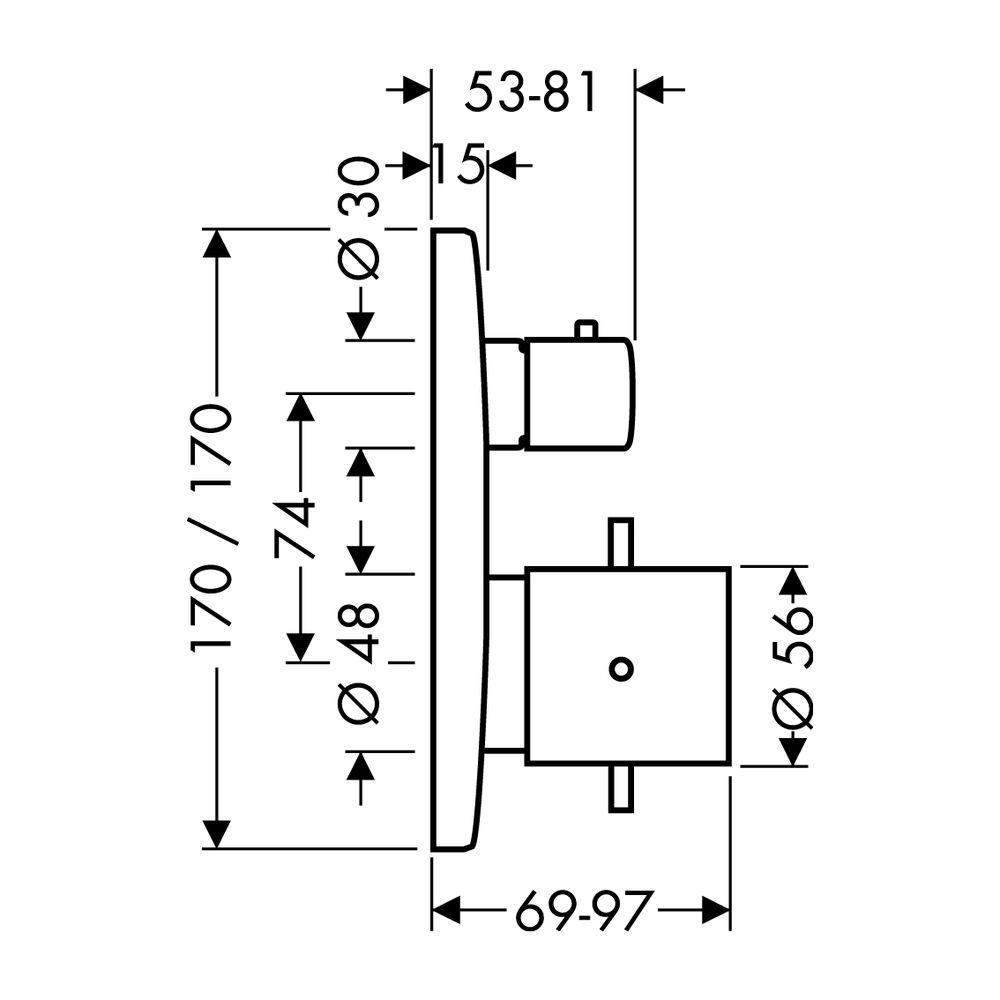 AXOR Thermostatmischer UP Starck X Fertigset chrom mit Absperr- und Umstellventil... AXOR-10726000 4011097481975 (Abb. 2)