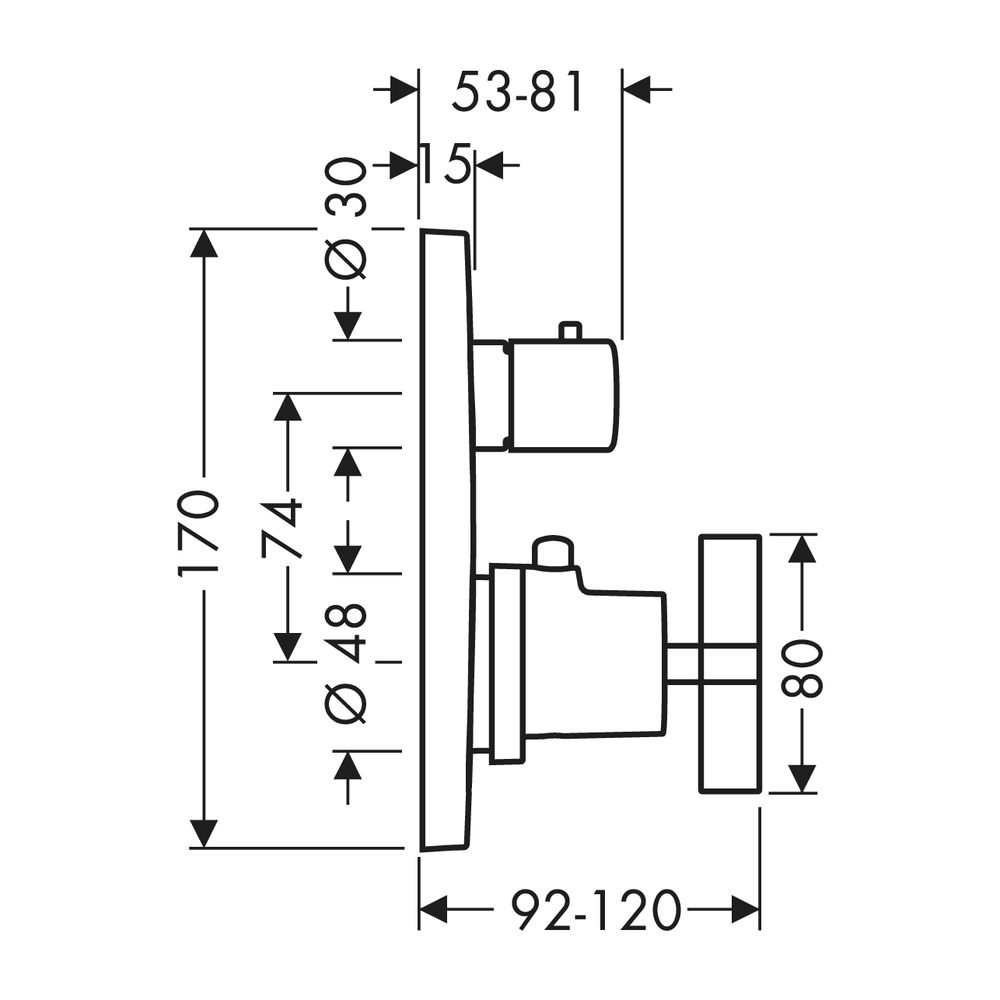AXOR Thermostat Unterputz Citterio Fertigset mit Absperrventil/Kreuzgriff chrom... AXOR-39705000 4011097400969 (Abb. 2)