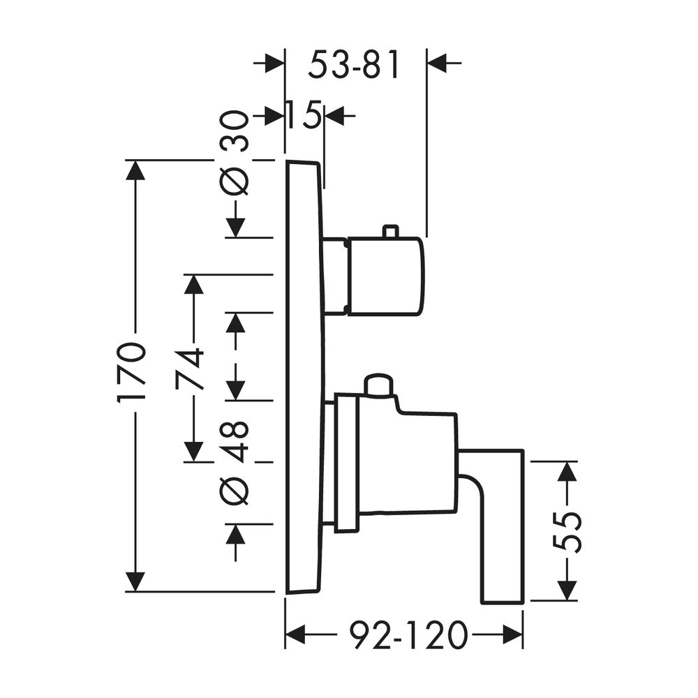 AXOR Thermostat Unterputz Citterio Fertigset chrom mit Absperrventil/Hebelgriff... AXOR-39700000 4011097400983 (Abb. 2)
