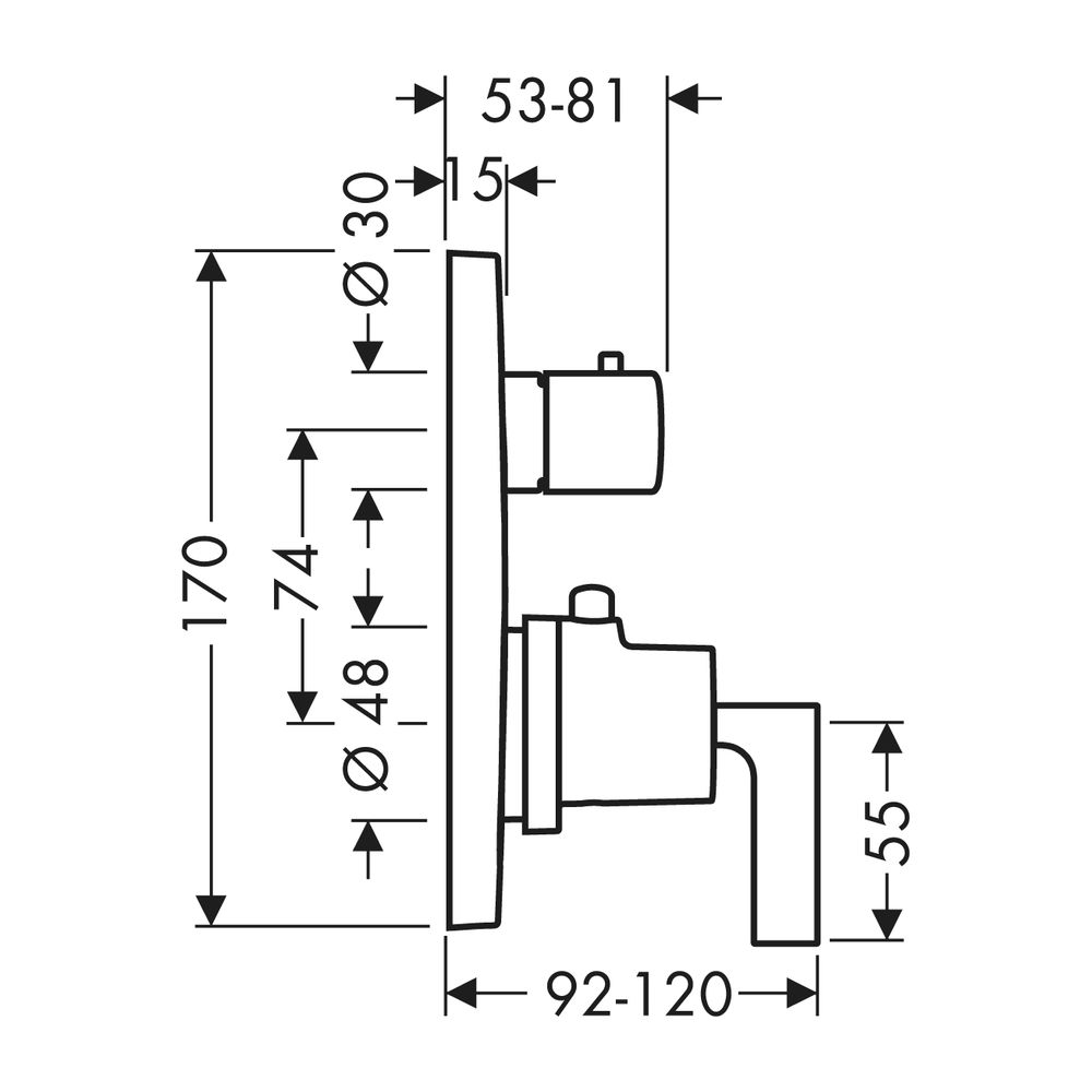 AXOR Thermostat UP Citterio Fertigset chrom mit Absperr- & Umstellventil / Hebelgriff... AXOR-39720000 4011097401027 (Abb. 2)