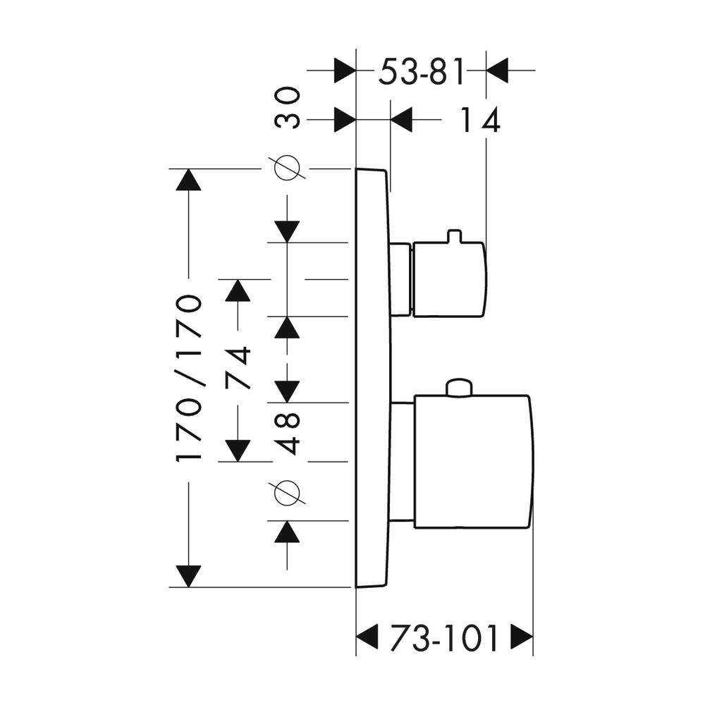 AXOR Thermostat UP Citterio M Fertigset chrom mit Absperr- & Umstellventil / Hebelgriff... AXOR-34725000 4011097559803 (Abb. 2)