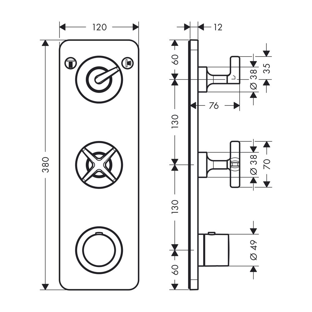 AXOR Thermostatmodul Unterputz Citterio E Fertigset 2 Verbraucher chrom... AXOR-36703000 4011097755564 (Abb. 2)