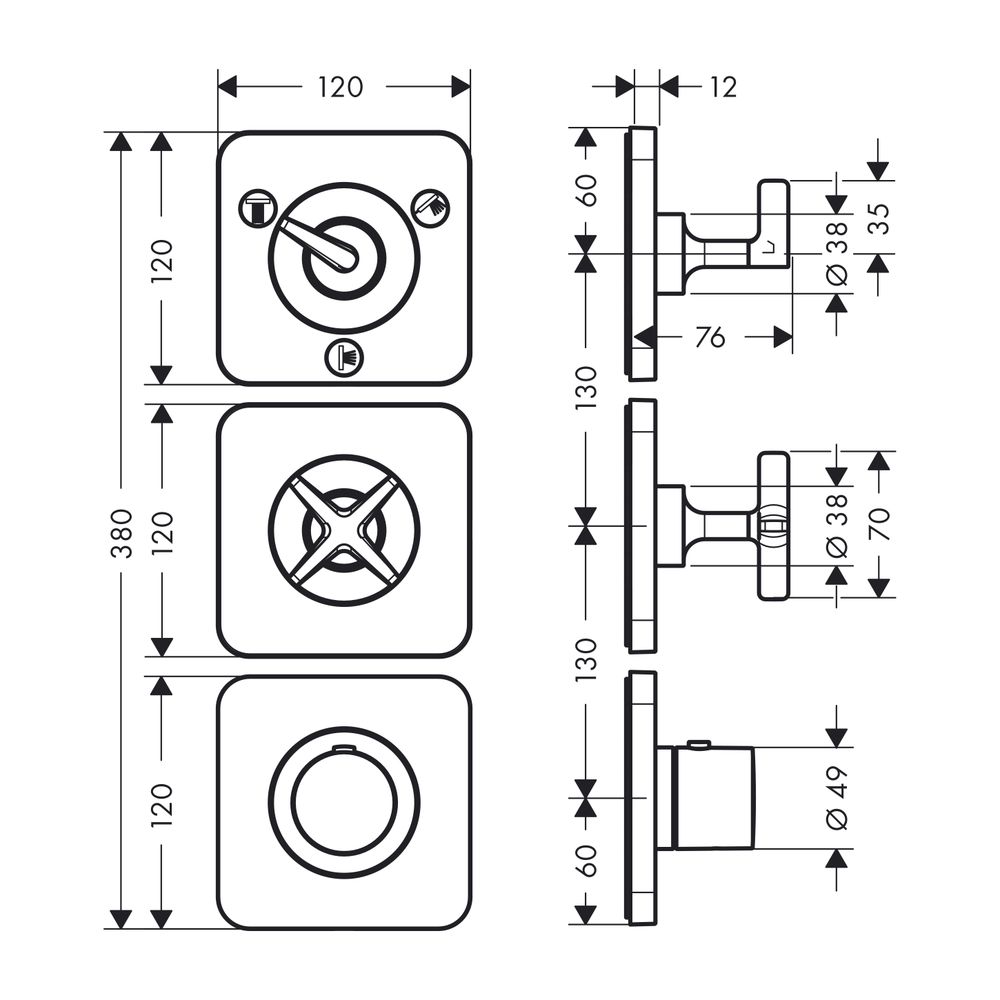 AXOR Thermostatmodul Unterputz Citterio E Fertigset 3 Verbraucher chrom... AXOR-36704000 4011097755557 (Abb. 2)