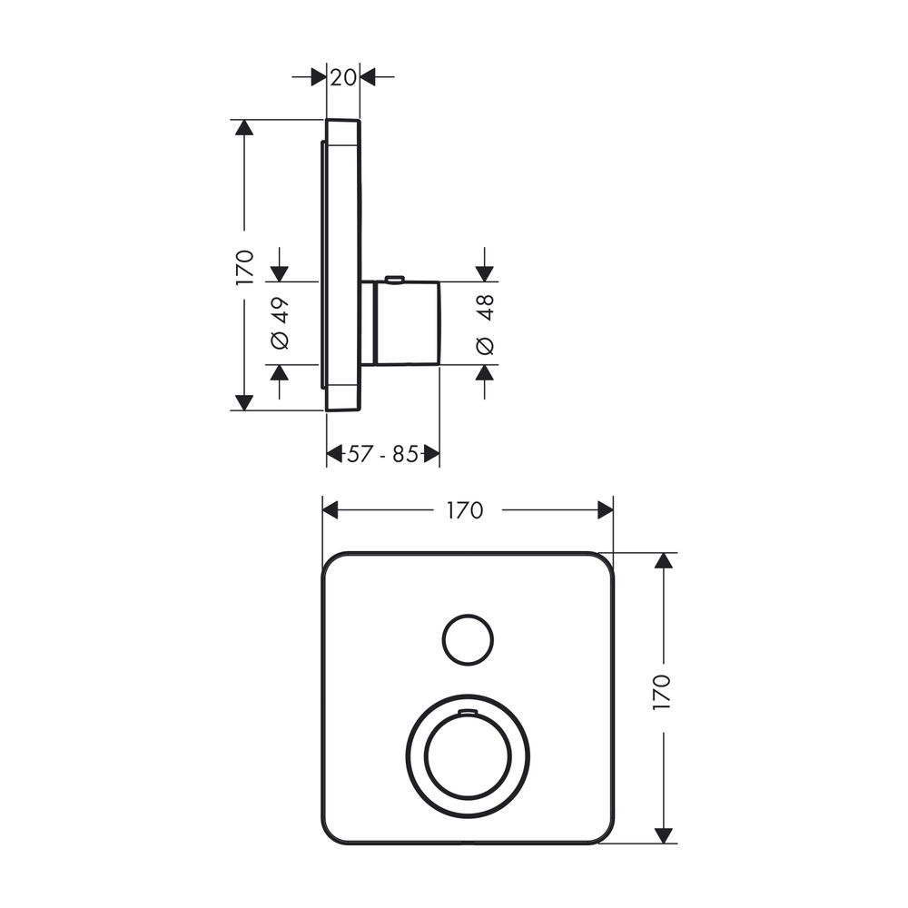 AXOR Thermostat UP ShowerSelect Fertigset 1 Verbraucher chrom... AXOR-36705000 4011097755540 (Abb. 2)