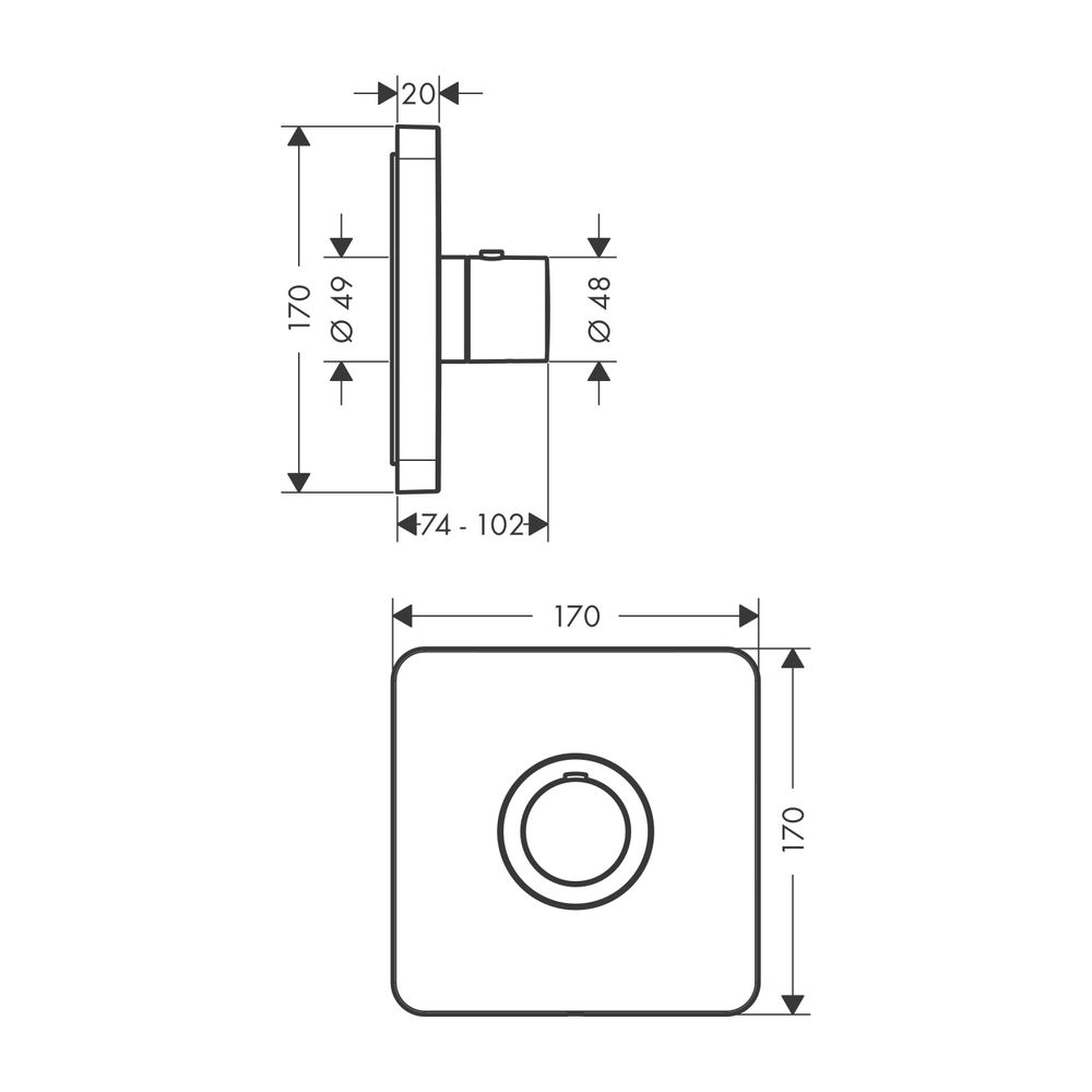 AXOR Thermostat UP ShowerSelect Highflow Fertigset chrom... AXOR-36711000 4011097755502 (Abb. 2)