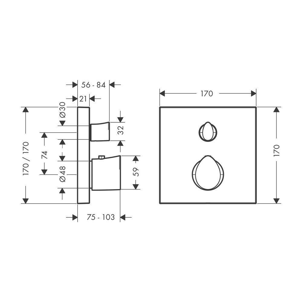 AXOR Thermostat UP Starck Organic Fertigset chrom mit Absperr- und Umstellventil... AXOR-12716000 4011097702377 (Abb. 2)