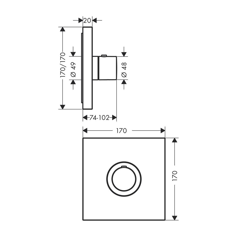 AXOR Thermostat UP ShowerSelect Fertigset quadratisch chrom... AXOR-36718000 4011097779379 (Abb. 2)