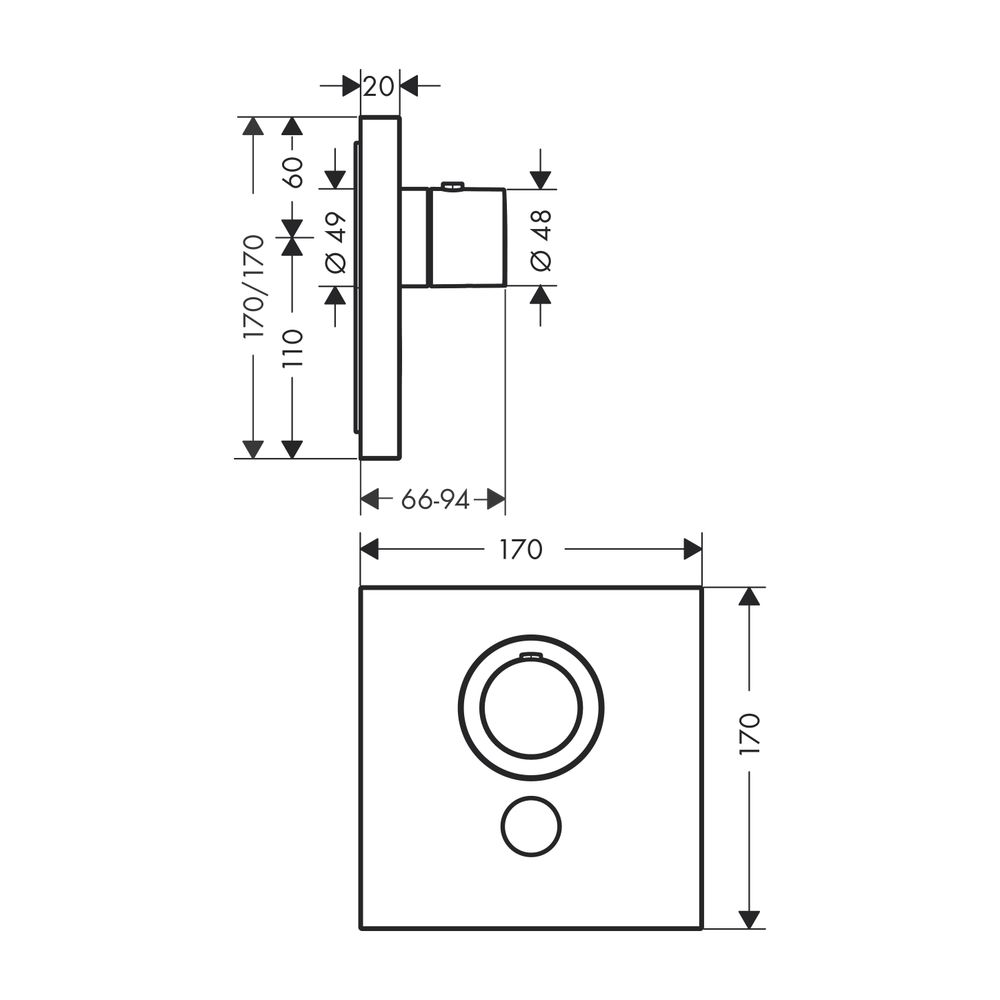 AXOR Thermostat UP ShowerSelect Highflow FS 1 Verbraucher quadratisch chrom... AXOR-36716000 4011097779393 (Abb. 2)