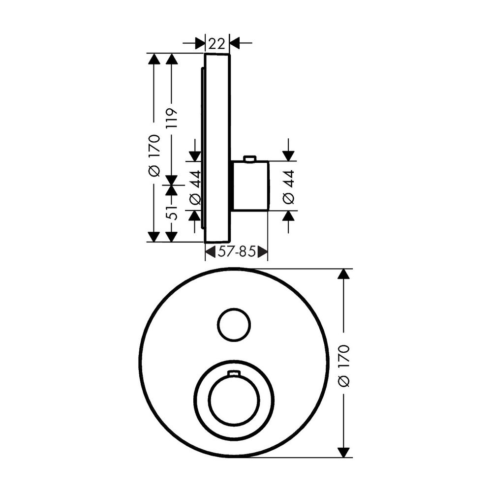 AXOR Thermostat UP ShowerSelect Fertigset 1 Verbraucher rund chrom... AXOR-36722000 4011097779355 (Abb. 2)