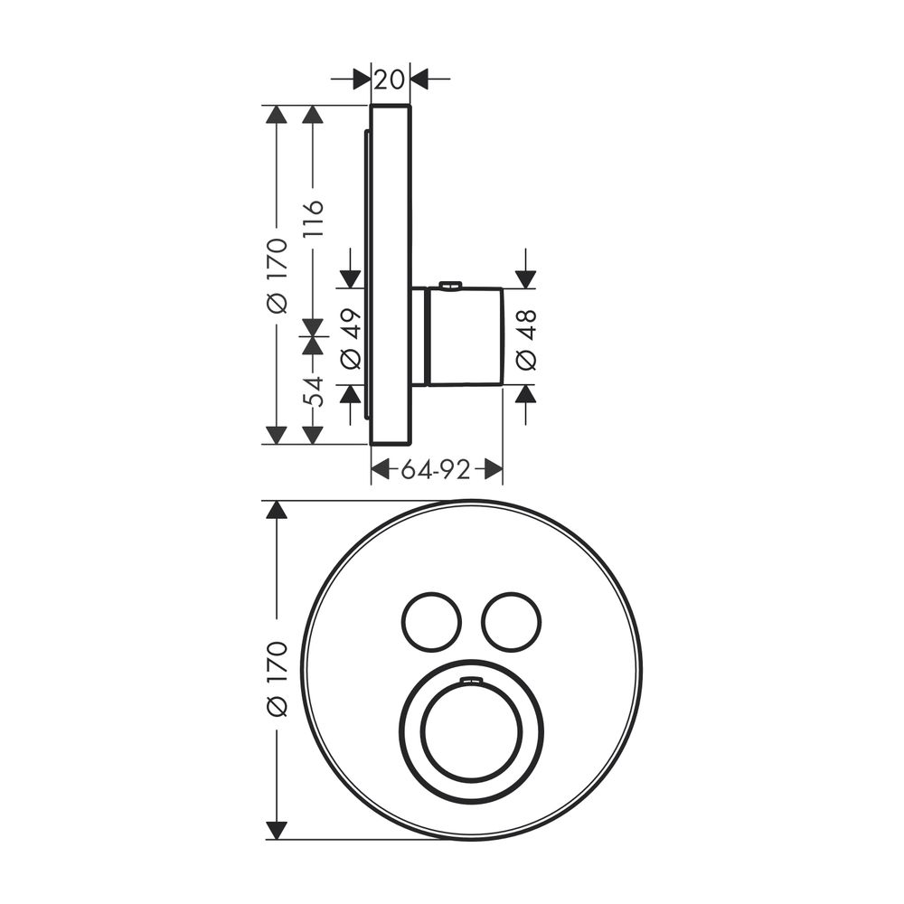 AXOR Thermostat UP ShowerSelect Fertigset 2 Verbraucher rund chrom... AXOR-36723000 4011097779348 (Abb. 2)