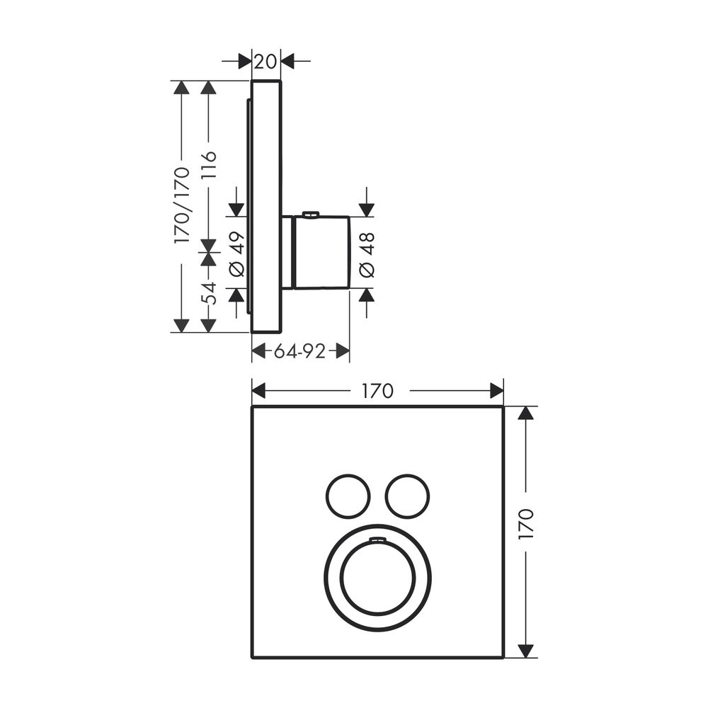 AXOR Thermostat UP ShowerSelect Fertigset 2 Verbraucher quadratisch chrom... AXOR-36715000 4011097779409 (Abb. 2)