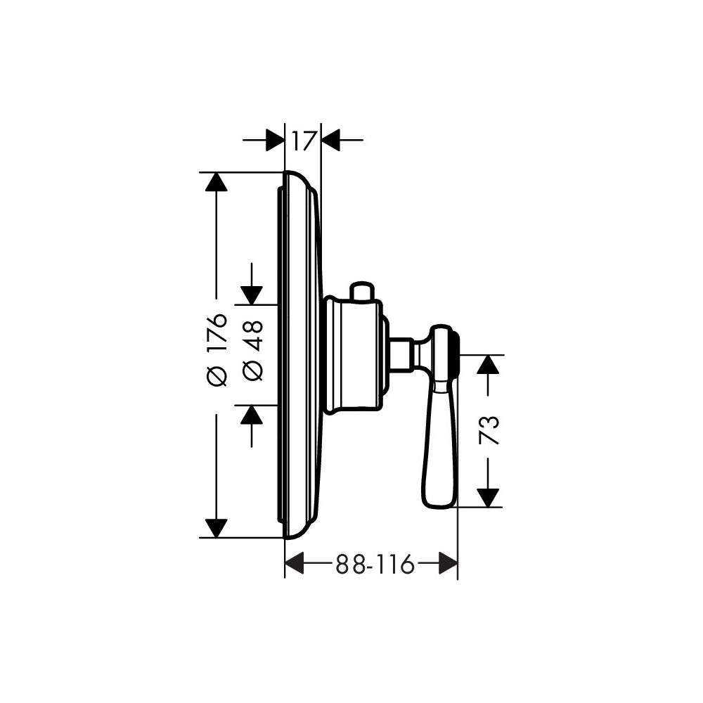 AXOR Thermostat Unterputz Montreux High Flow Fertigset Hebelgriff chrom... AXOR-16824000 4011097784847 (Abb. 2)