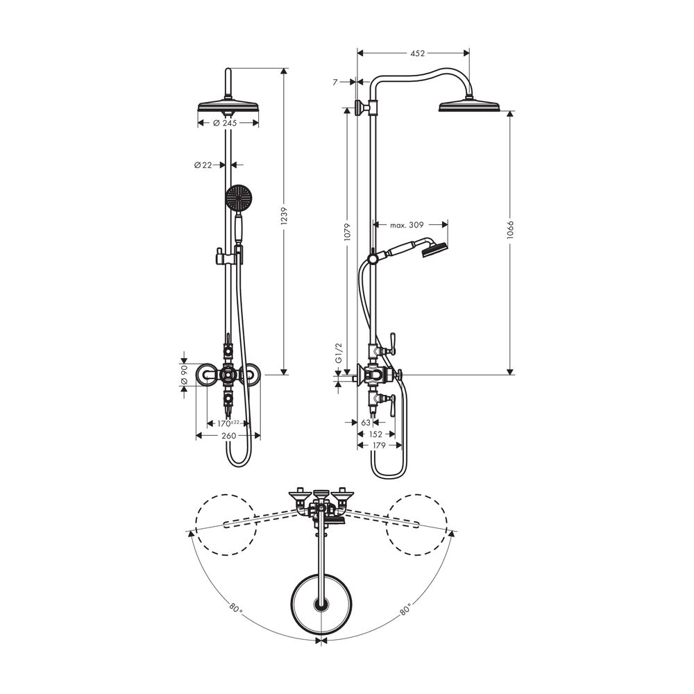 AXOR Showerpipe Montreux chrom mit Thermostat und Hebelgriff... AXOR-16572000 4011097809694 (Abb. 2)